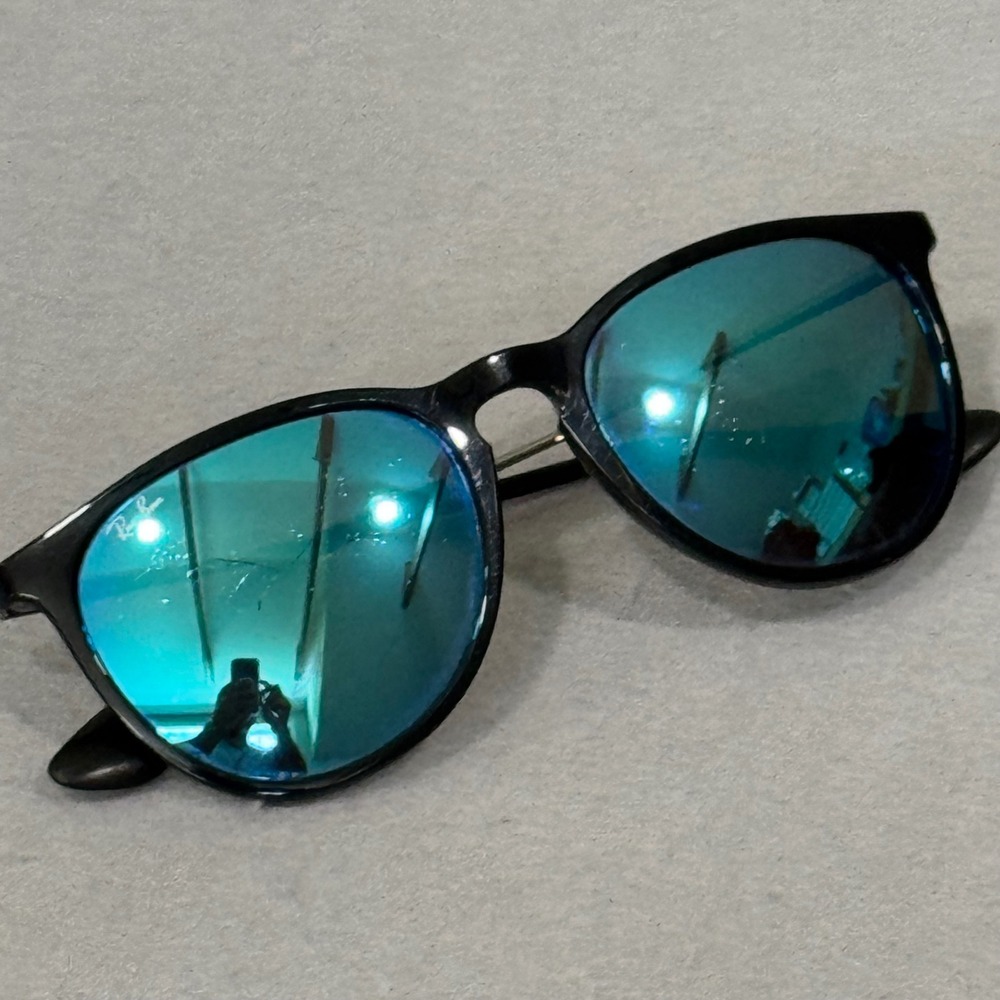 Ray-Ban Erika Sunglasses Women 54mm Black Blue Mirrored RB4171 601/55